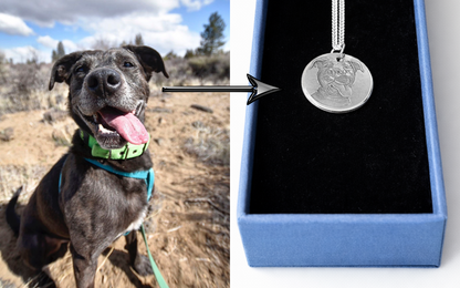 3D Engraved Custom Sterling Silver Pet Portrait Necklace