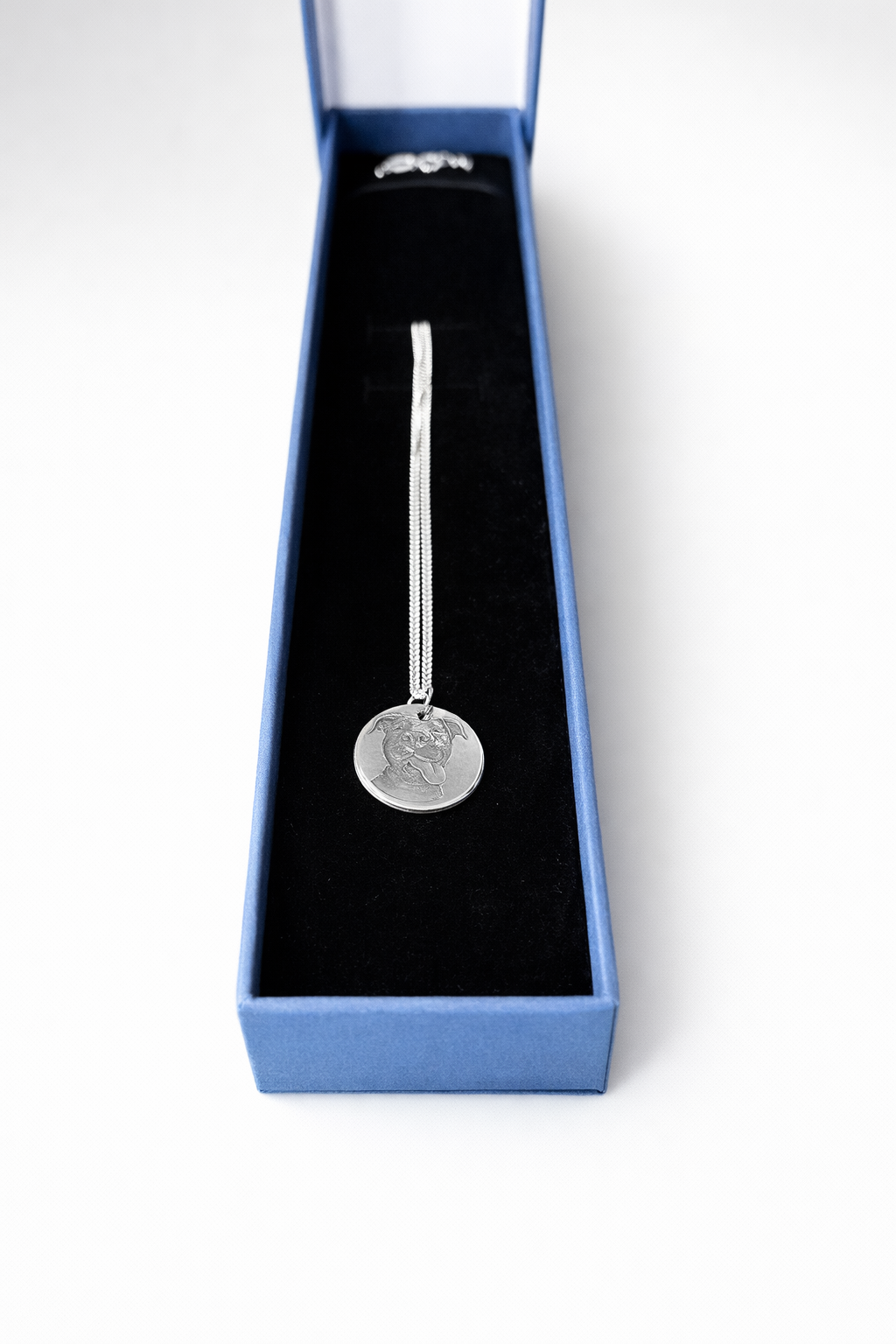 3D Engraved Custom Sterling Silver Pet Portrait Necklace