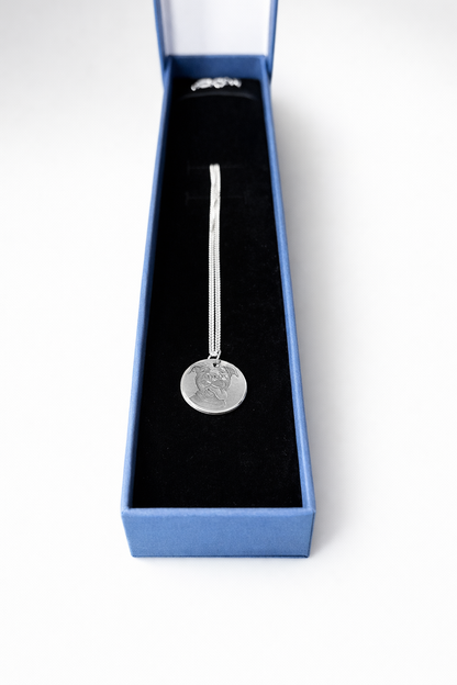 3D Engraved Custom Sterling Silver Pet Portrait Necklace