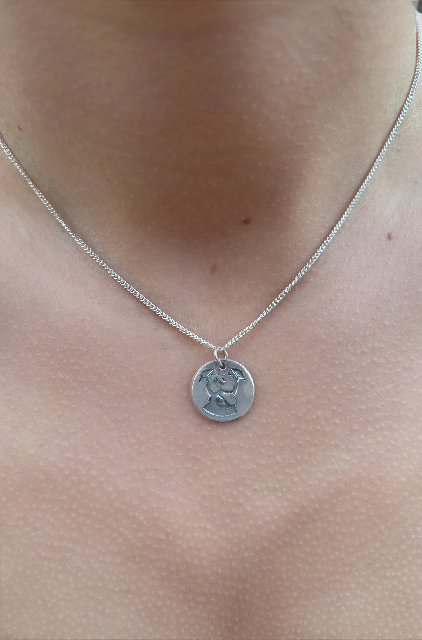 3D Engraved Custom Sterling Silver Pet Portrait Necklace