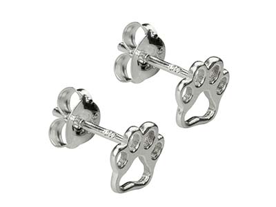 Sterling Silver Paw Stud Earrings